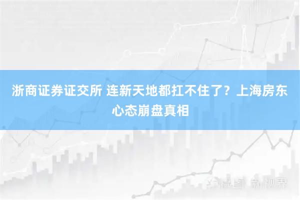 浙商证券证交所 连新天地都扛不住了？上海房东心态崩盘真相